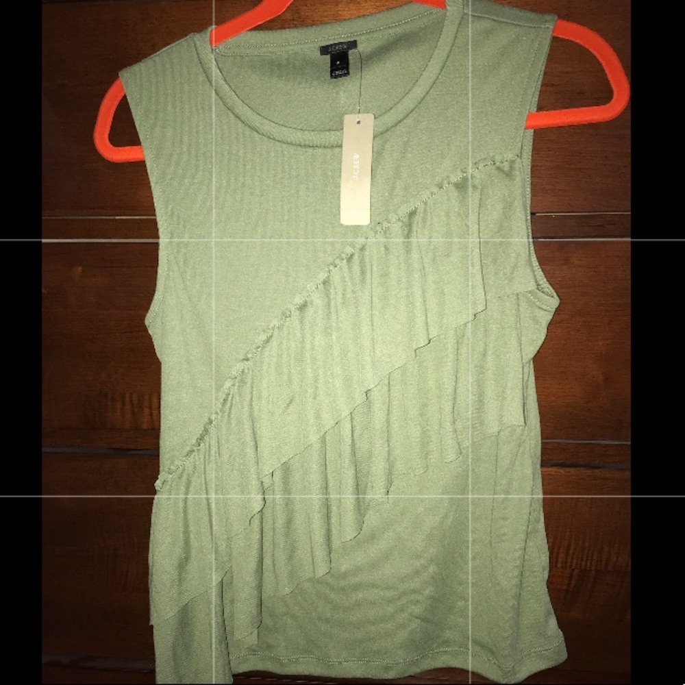 J. Crew Ruffle Tank sleeveless green small